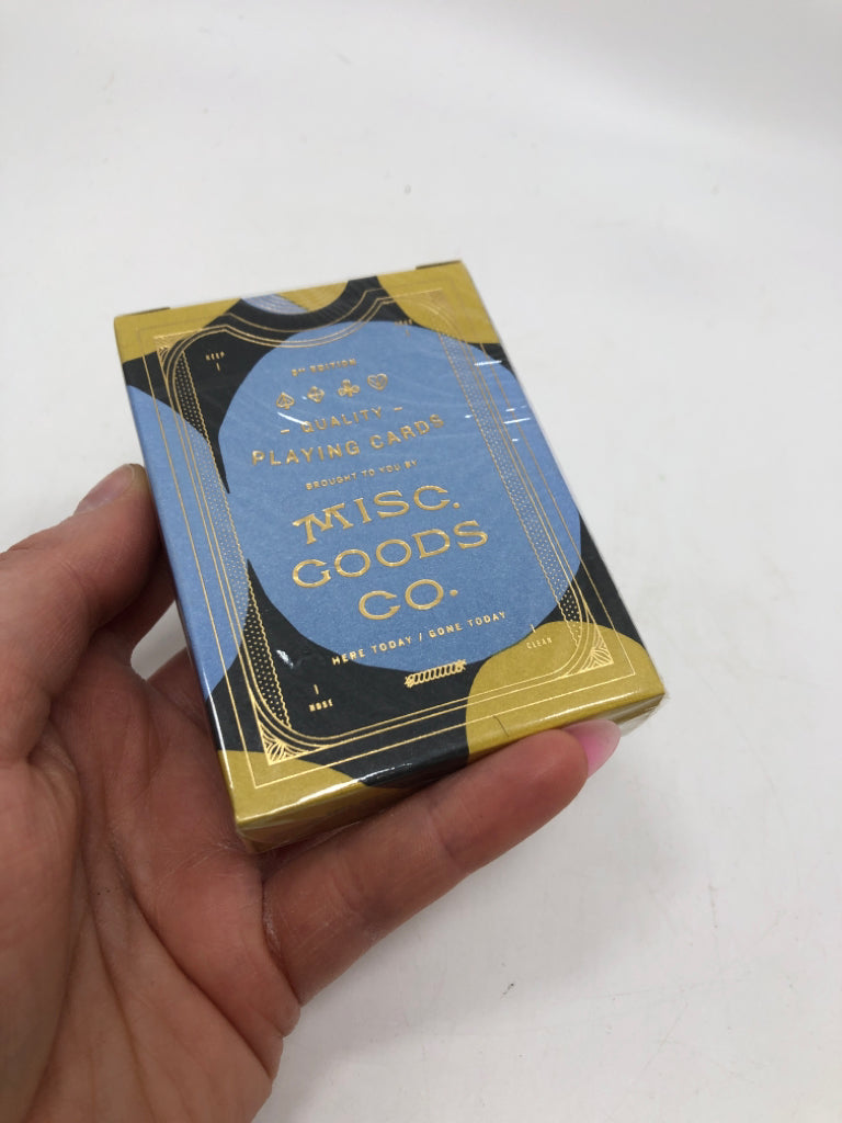 NIP BLUE/GOLD PLAYING CARD DECK.