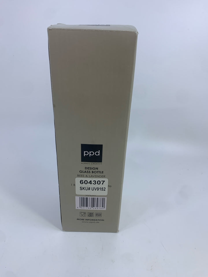 NIB BEES & LAVENDER DESIGN GLASS BOTTLE PPD.