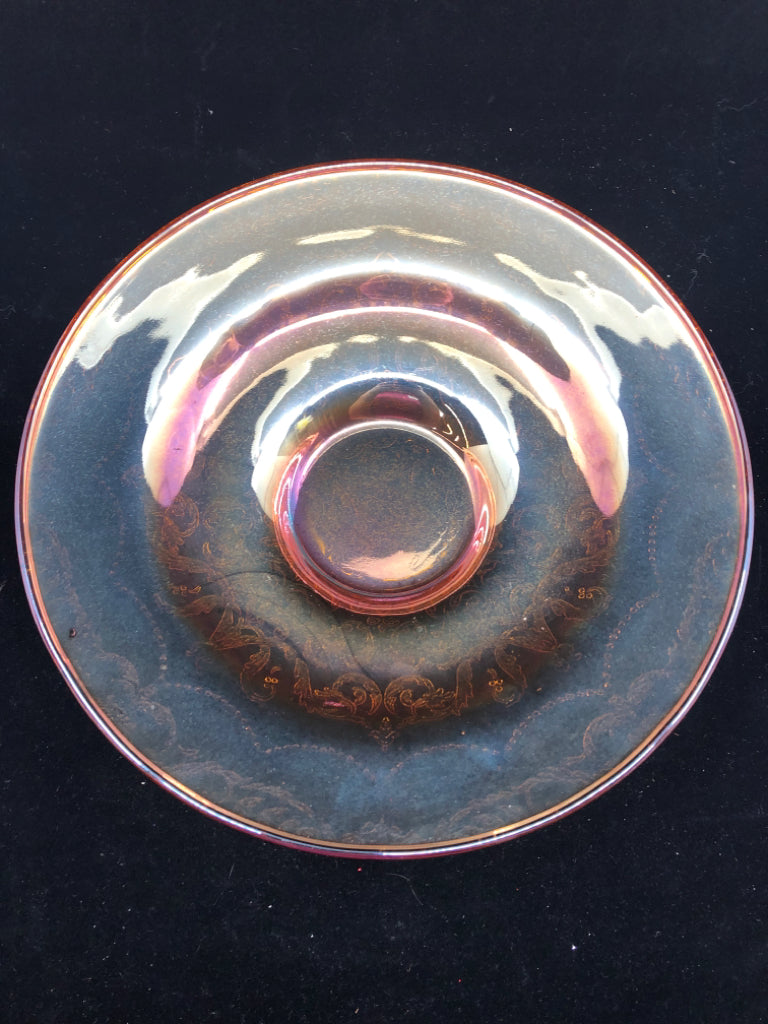 IRIDESCENT PRESSED GLASS BOWL.