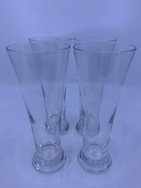 4 PILSNER BEER GLASSES.