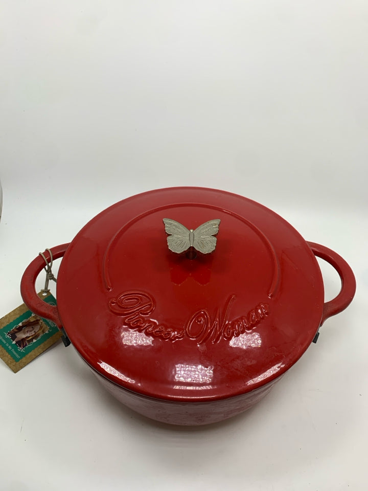 NWT RED DUTCH OVEN ENAMELED CAST IRON.