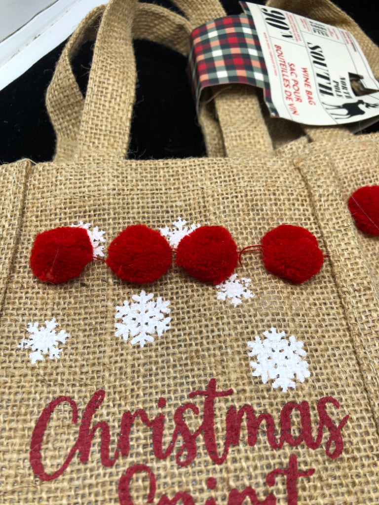 2-NIP MERRY CHRISTMAS REINDEER WINE BAG.