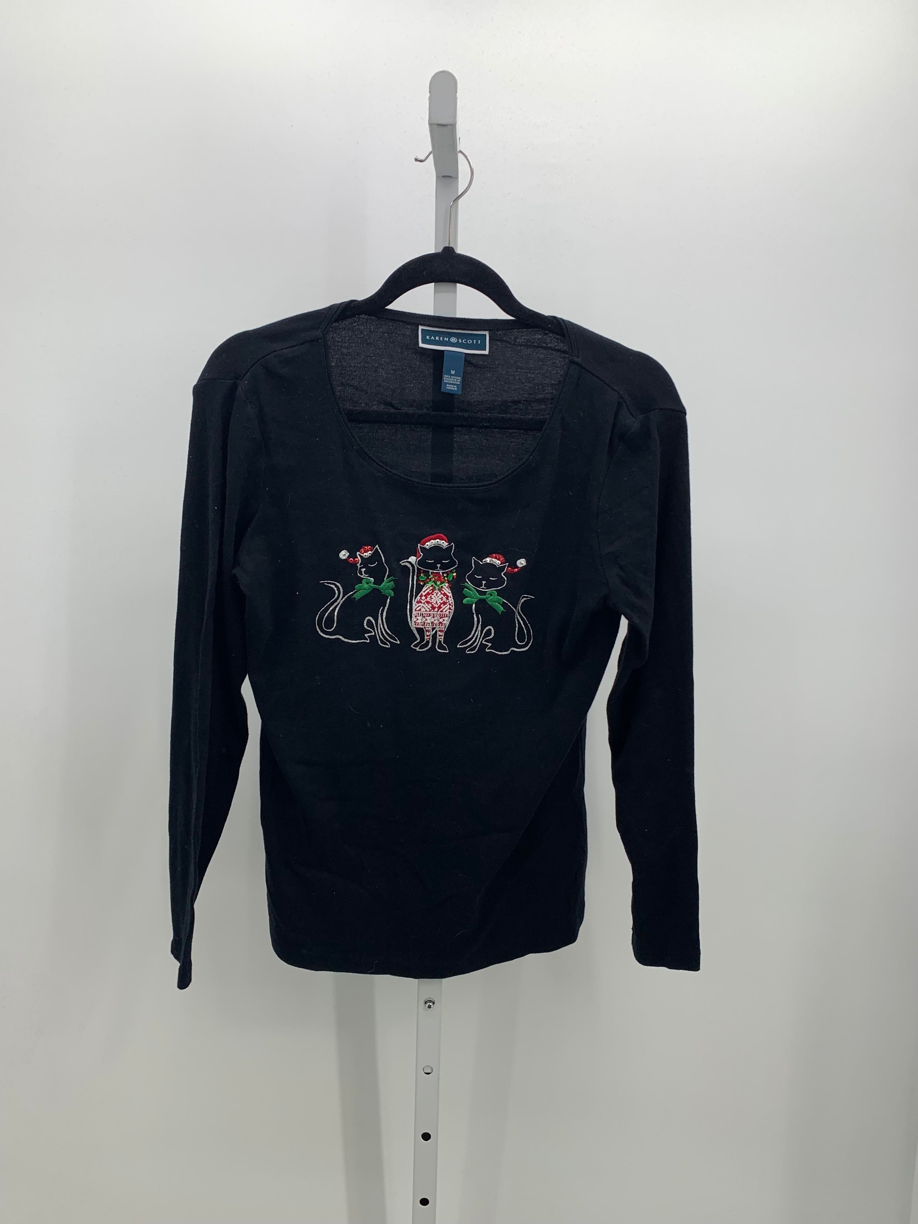 LONG SLV SHIRT EMBROIDERED CATS
