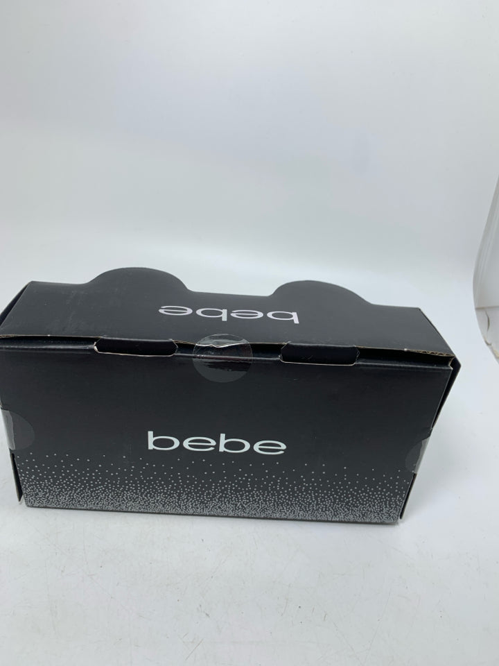 NIP 2 BEBE STEMLESS JEWELED CENTER WINE GLASSES.