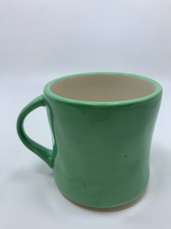 ANTHROPOLOGIE TEAL "M" MUG.