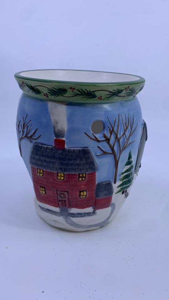 WINTER SCENE SNOWMAN TART WARMER.