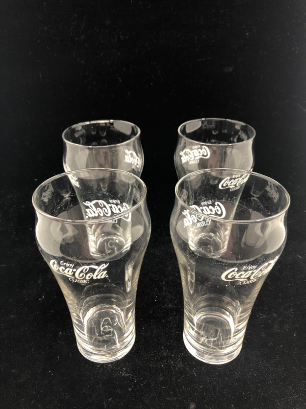 4 TALL COKE GLASSES.