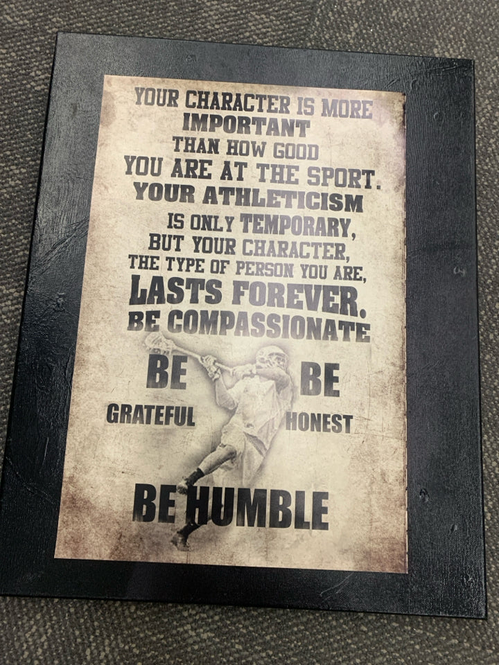 YOUR CHARACTER IS MORE IMPORTANT BASEBALL CANVAS.