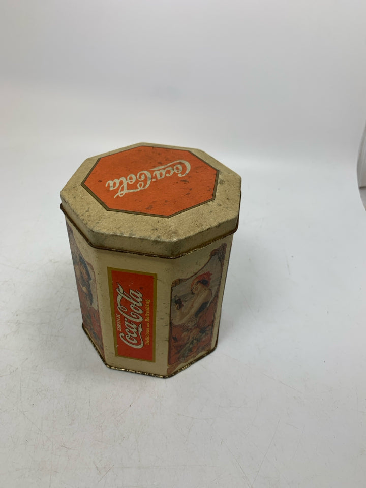 COCA COLA OCTAGON SHAPED METAL BOX.