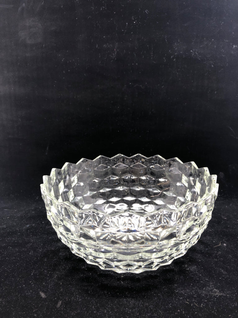 HEAVY CUBE TEXTURE GLASS BOWL.