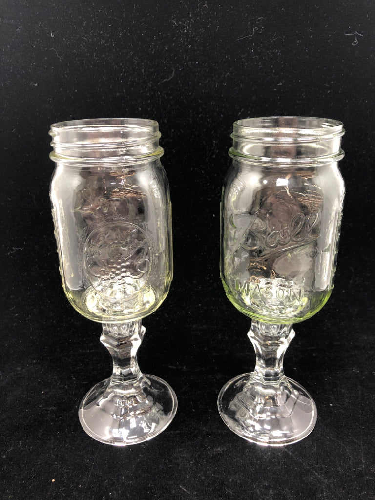 2 PEDESTAL MASON JARS.