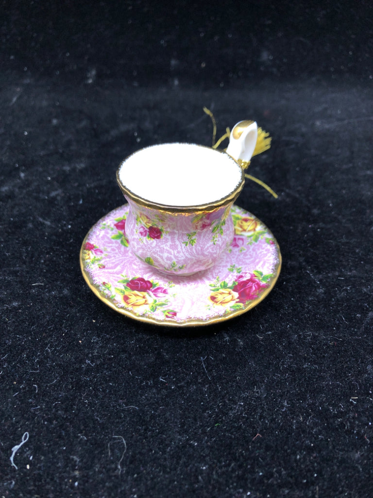 NIB PINK TEACUP ORNAMENT-ROYAL ALBERT.