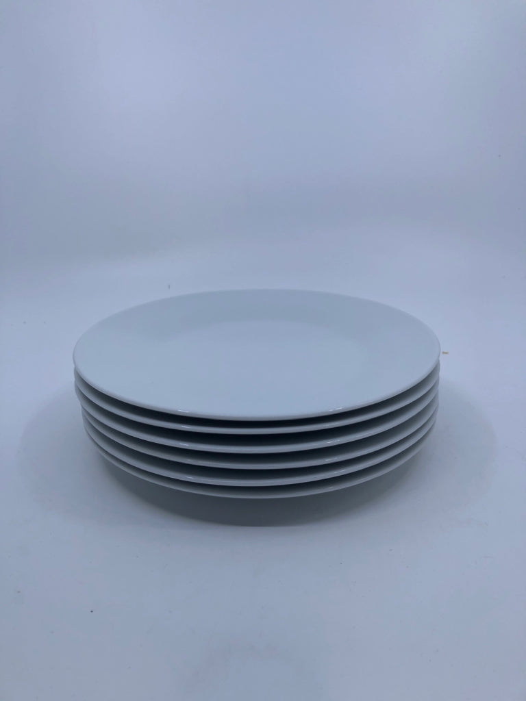 6 WHITE SNACK PLATES.