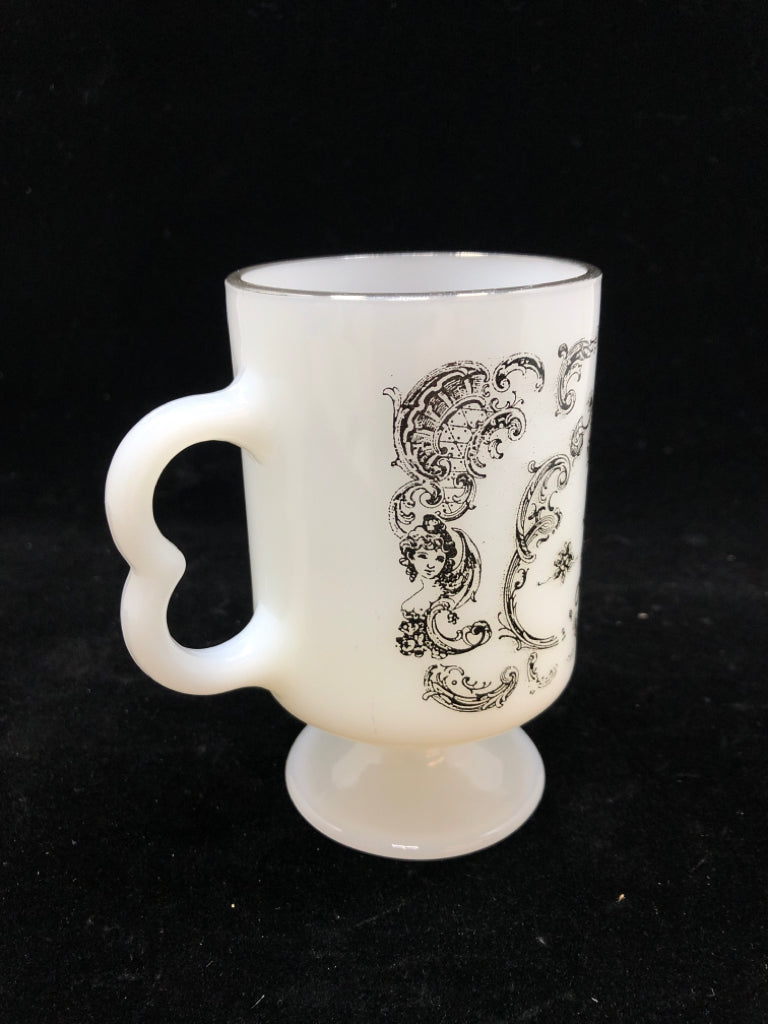 VTG MILK GLASS CHERUB LOVERS CUP.