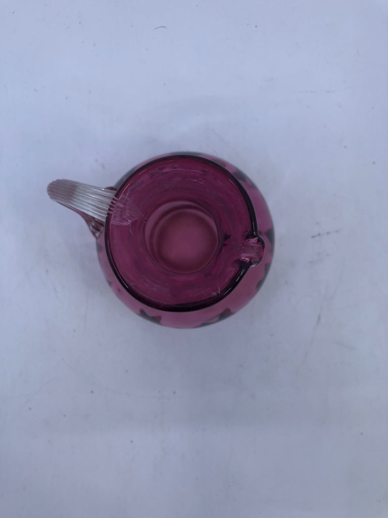 PILGRIM CRANBERRY GLASS PITCHER W NARROW NECK.
