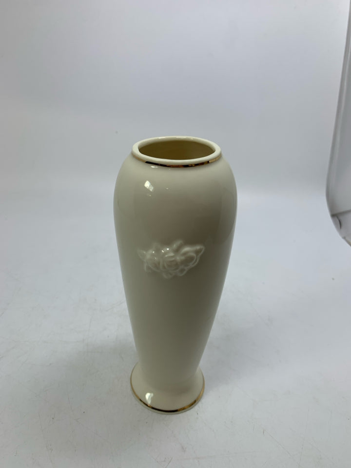 FOOTED VASE W/ EMBOSSED ROSE.