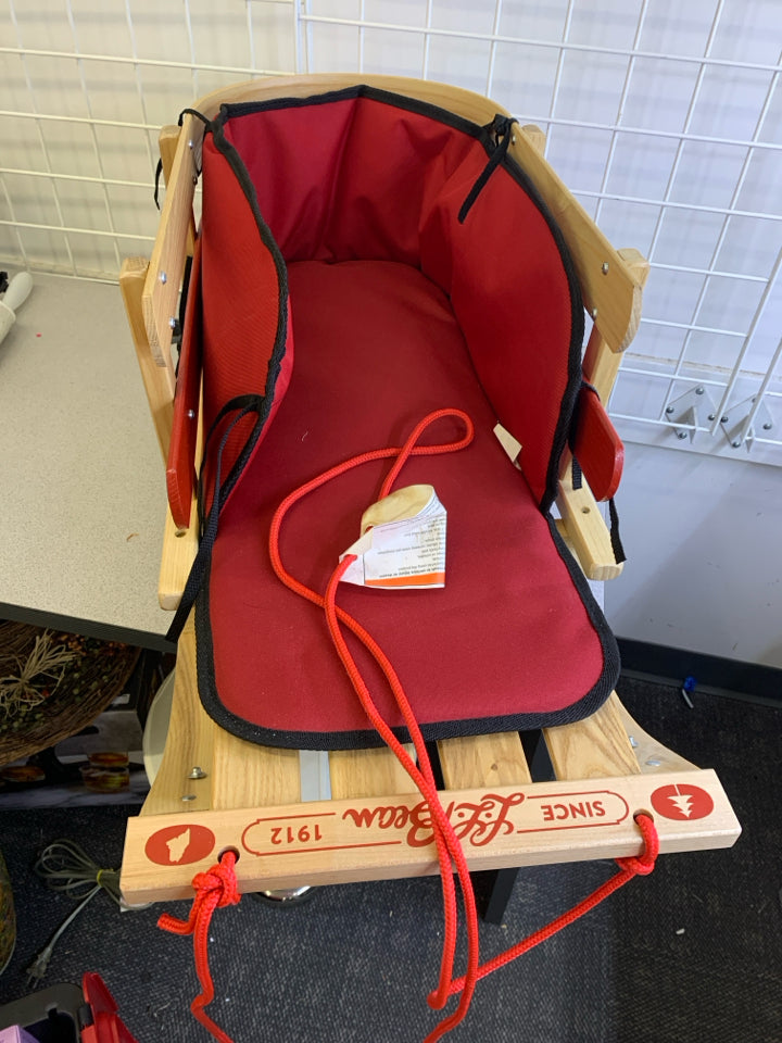 LL BEAN KIDS PULL SLED + CUSHIONS.
