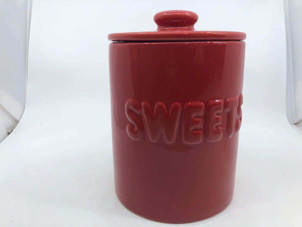 RED SWEETS CANISTER.