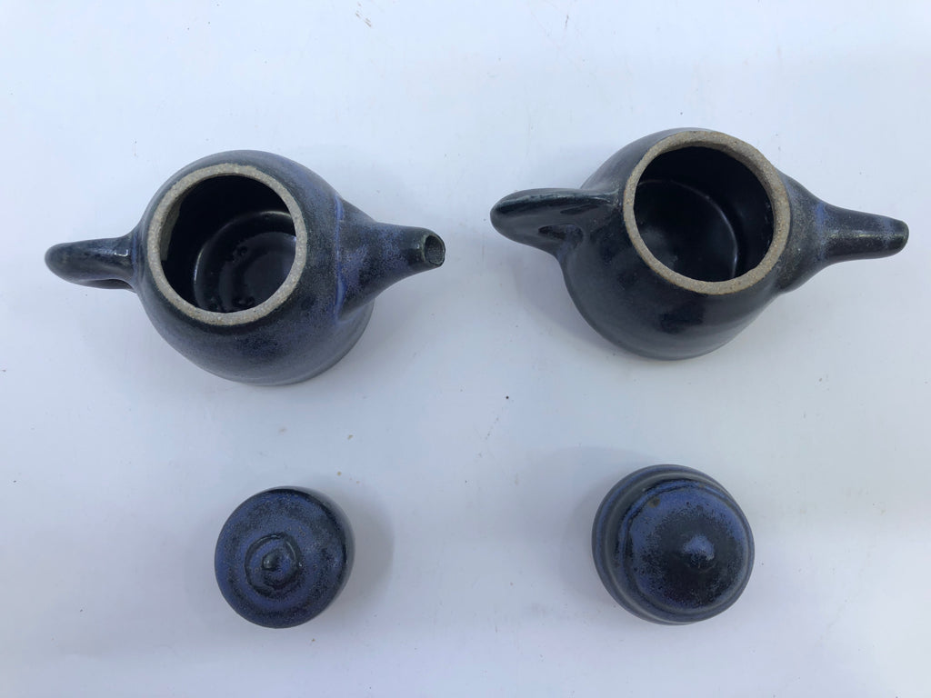 2 PC DARK BLUE/GREY OIL+VINEGAR DISPENSERs.
