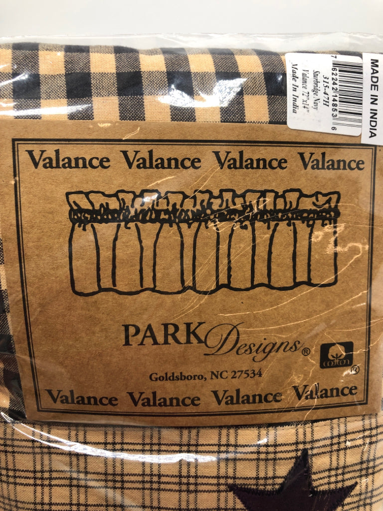 NIP STURBRIDGE NAVY CHECKERED VALANCE.