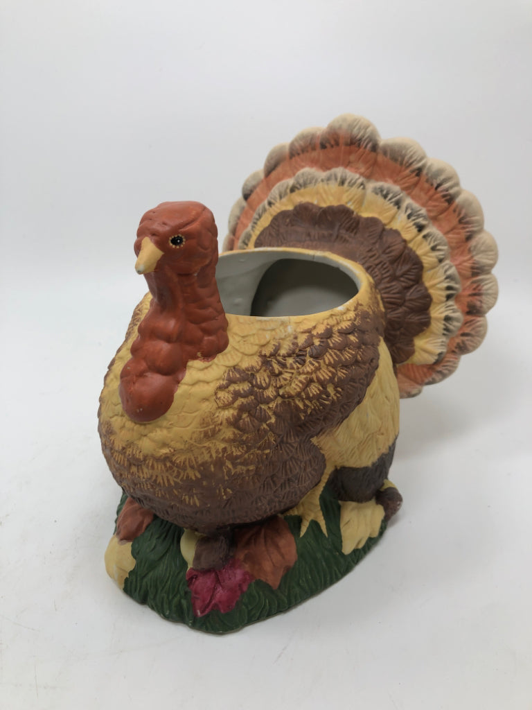 CERAMIC TURKEY PLANTER.