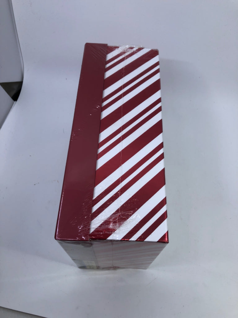 NIP WHITE/RED STRIPED RECTANGLE STORAGE BOX.