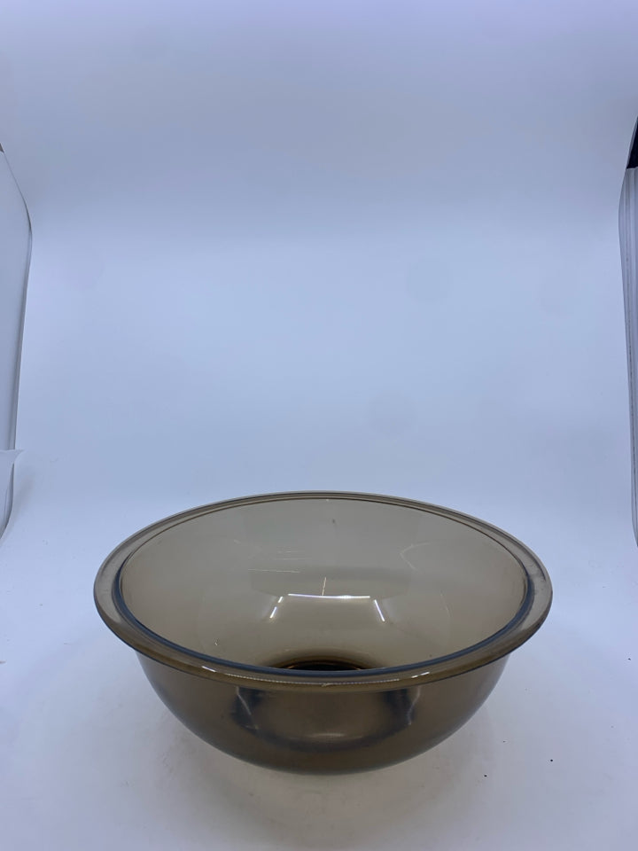 BROWN PYREX MIXING BOWL.