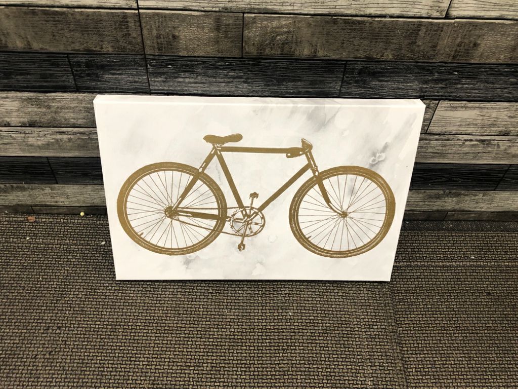 GOLD BIKE W/ MARBLE BACKGROUND CANVAS.