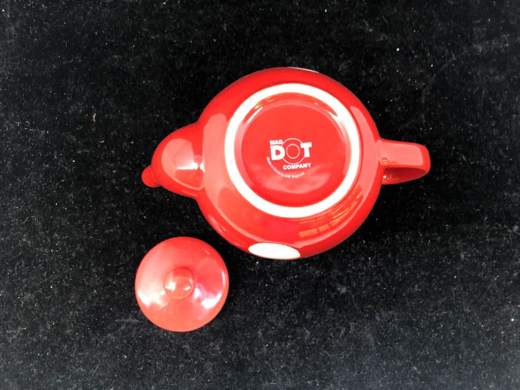 SMALL RED POLKA DOT TEAPOT.