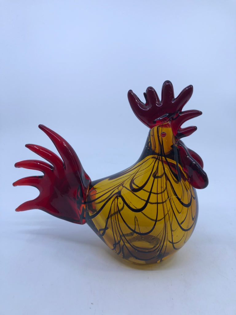 BLOWN GLASS ROOSTER.