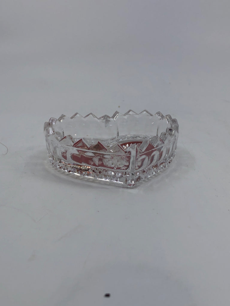 ENESCO RED AND CLEAR HEART DISH.