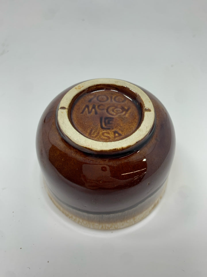 VTG BROWN DRIP GLAZE POTTERY RAMEKIN.