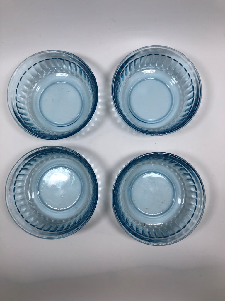20PC LIGHT BLUE GLASS RIBBED DINNER SET SRVC FOR 4.