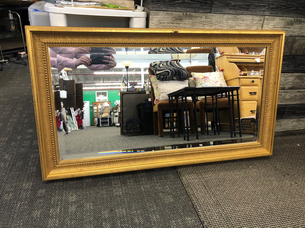 GOLD ORNATE FRAME RECTANGLE MIRROR.