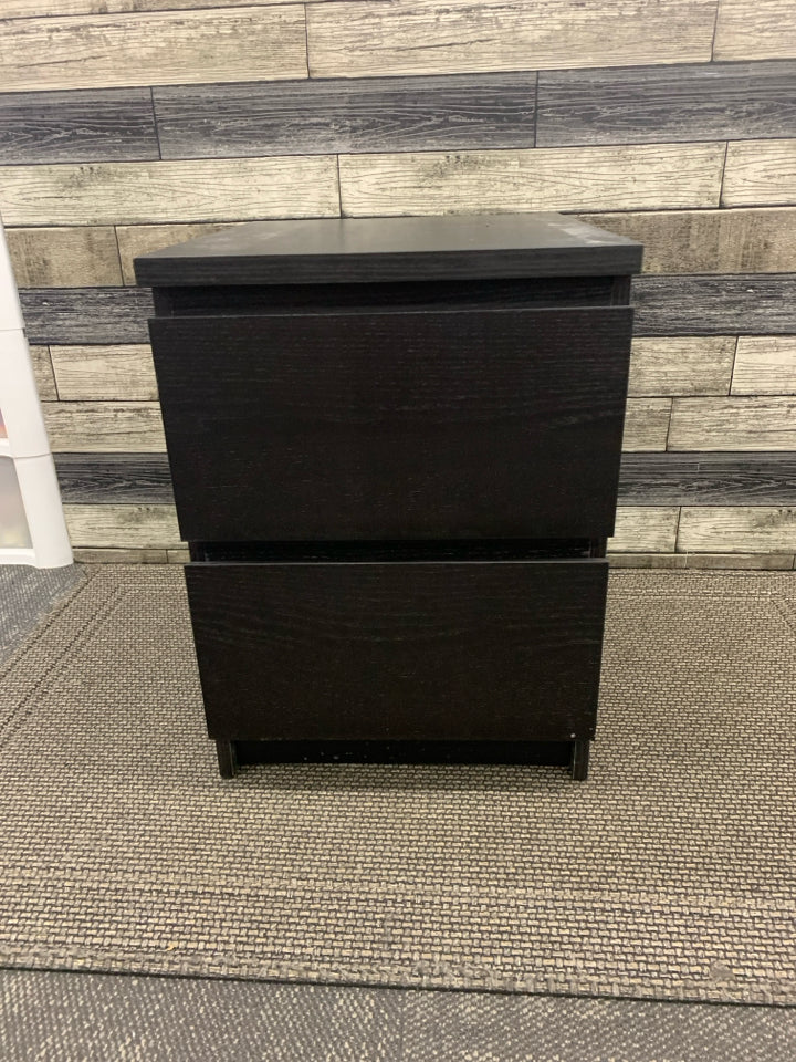 BLACK 2 DRAWER NIGHTSTAND.