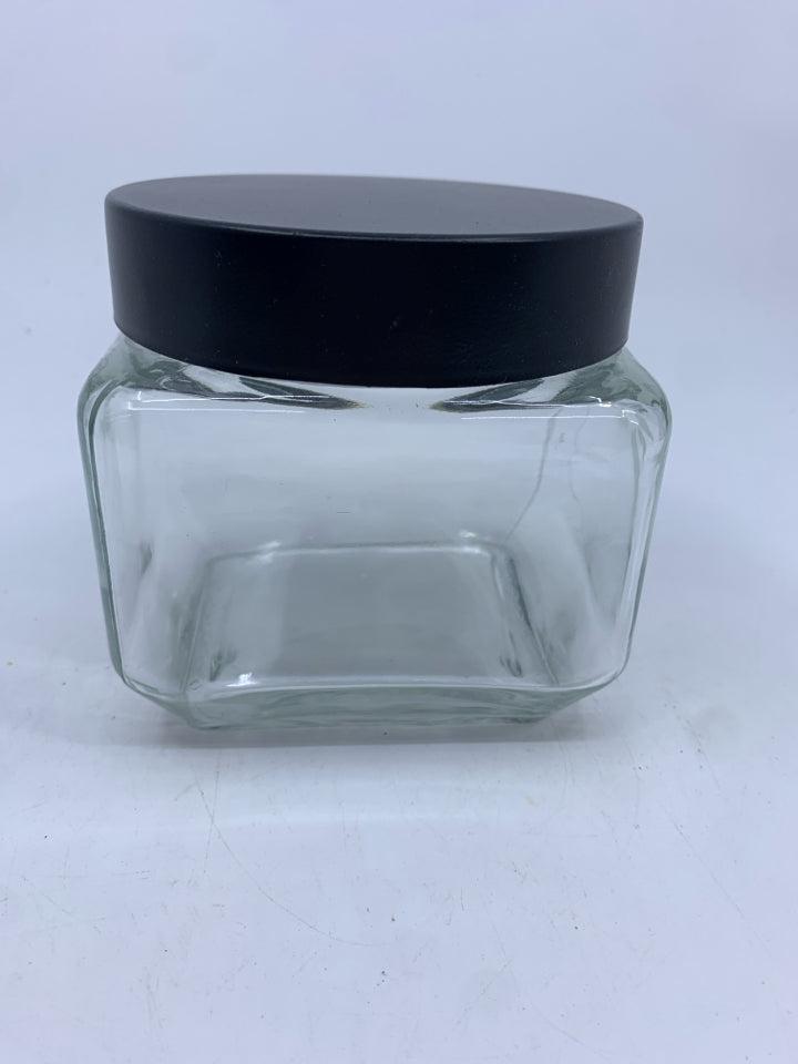 SQUARE CANISTER W BLACK LID.