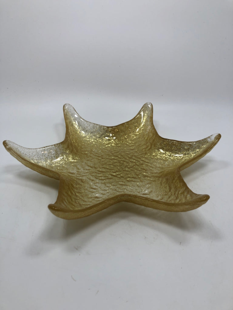 GLITTER GOLD GLASS STAR PLATE.