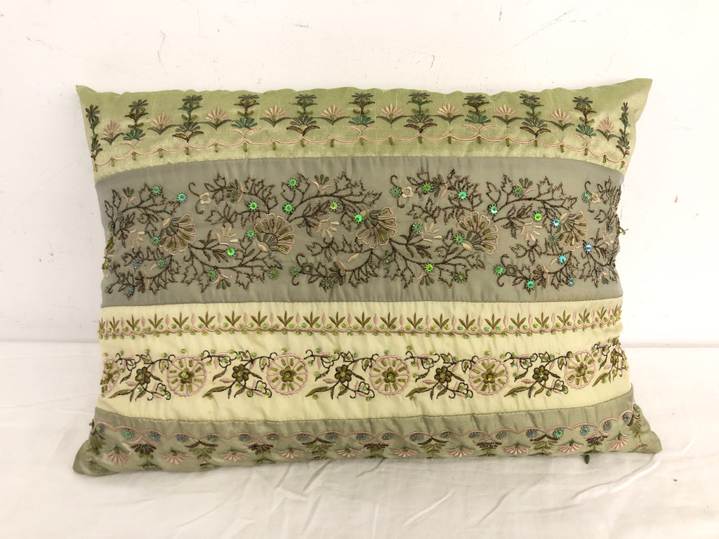 GREEN EMBELLISHED PILLOW