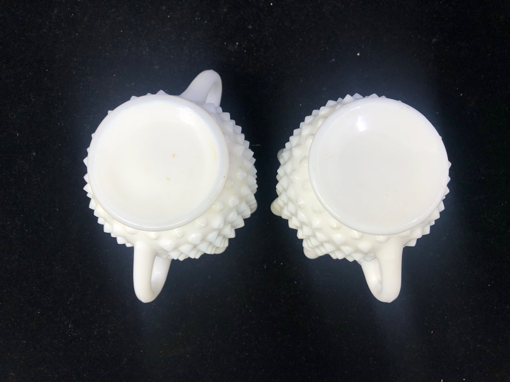 VTG HOBNAIL MILK GLASS SUG/CREAMER STAR SHAPE.