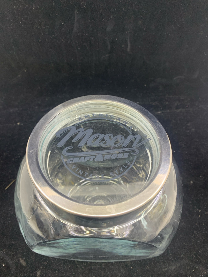 GLASS CANISTER MASON JAR BRAND VINTAGE STYLE.