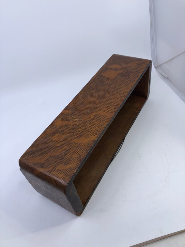 VTG DARK WOOD DRAWER WALL HANGING.