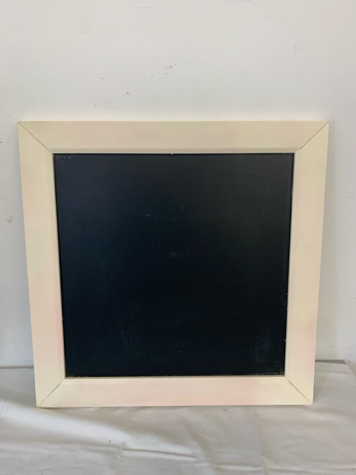 LARGE CHALK BOARD IN WHITE FRAME.