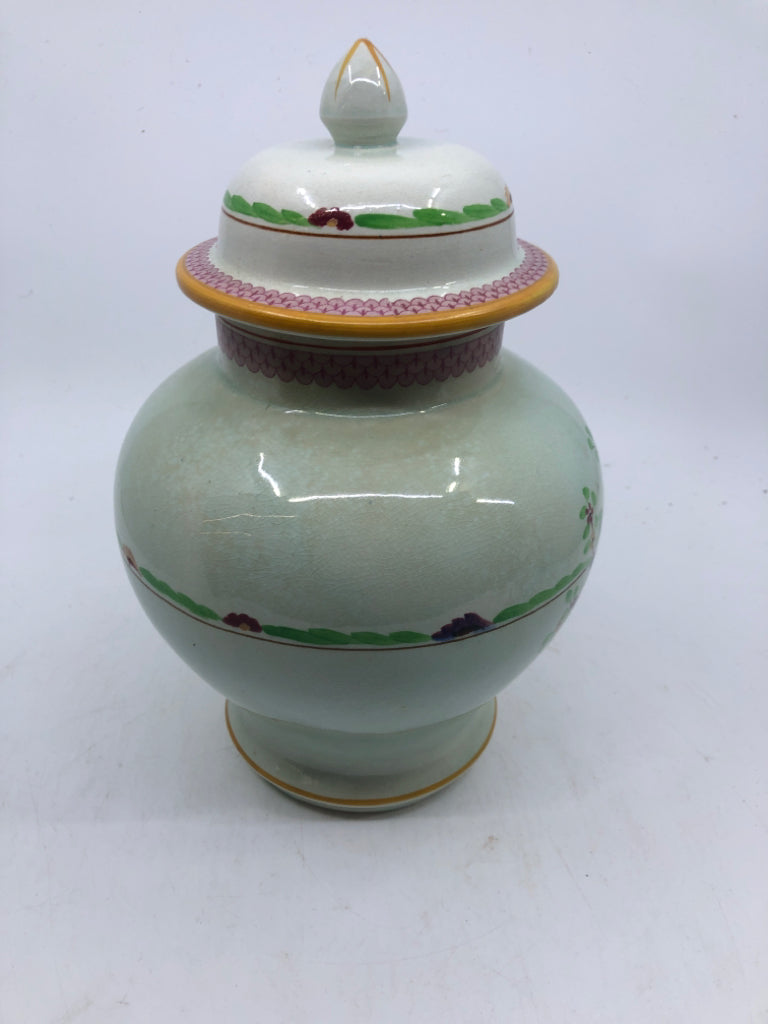 VTG PINK FLORAL GINGER JAR- CAYLX WARE.