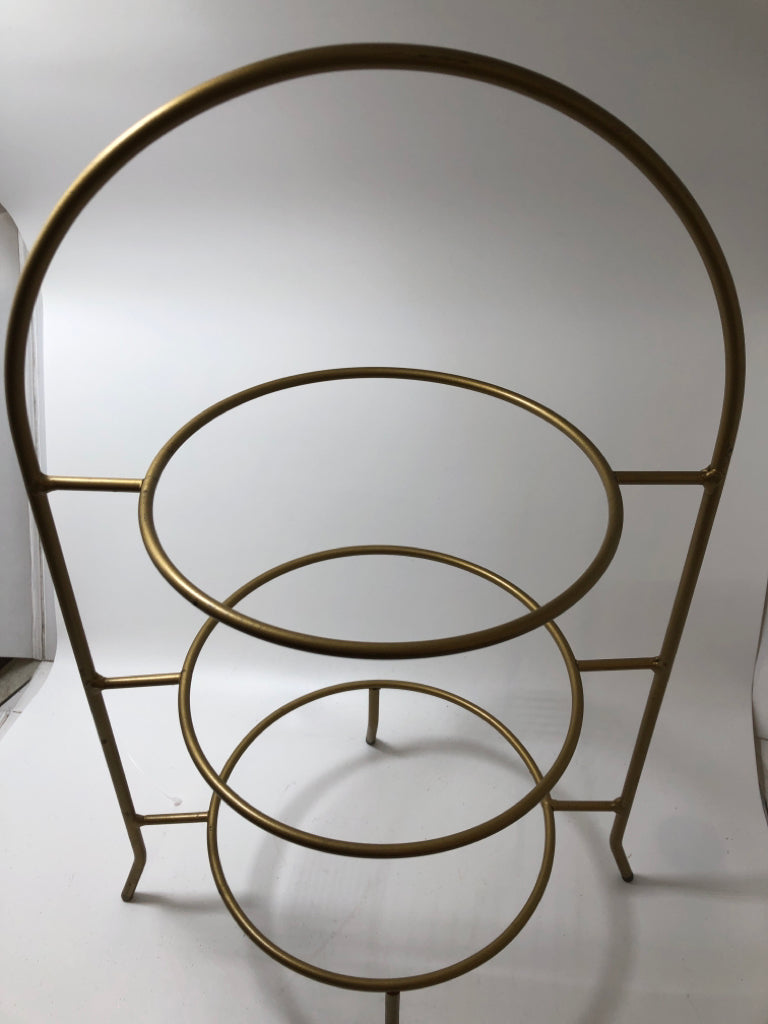 3-TIER BRONZE COLORED PLATE HOLDER.
