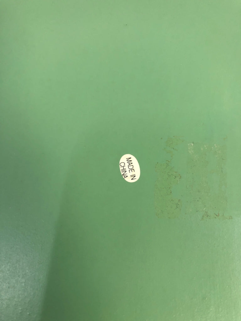 ROSE PAINTED GREEN TRAY W/HANDLES.