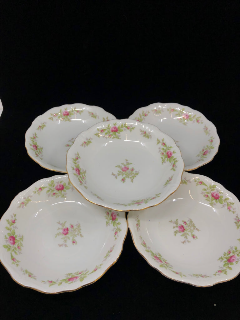 5 VTG JOHANN HAVILAND WILD ROSE BOWLS.