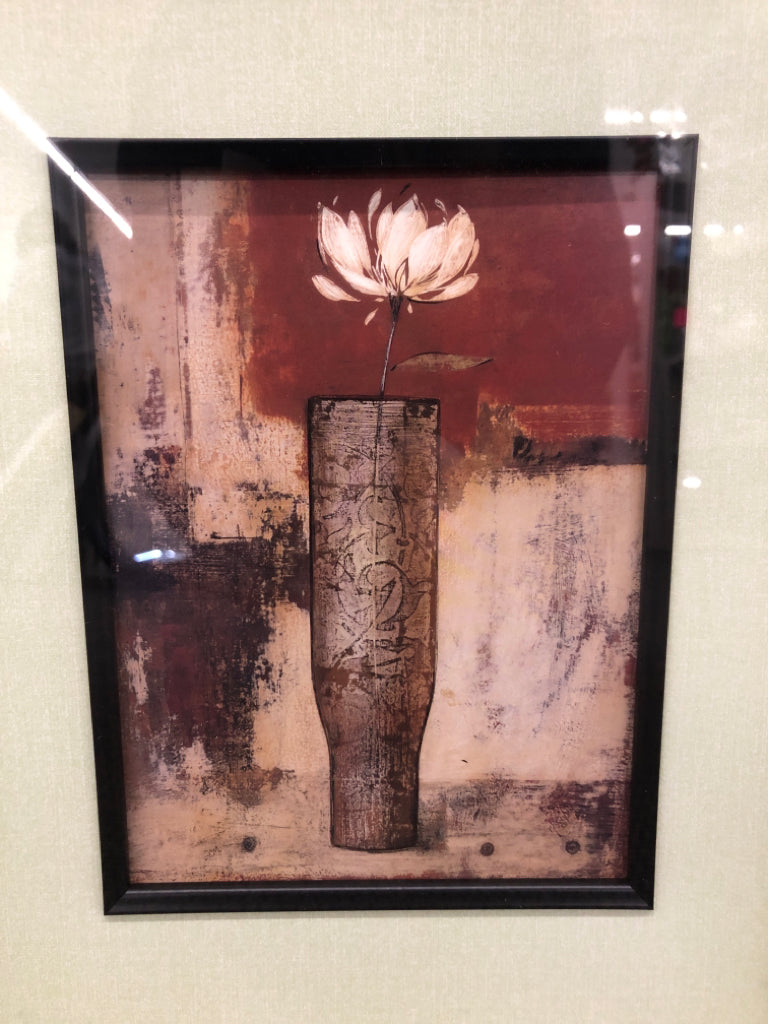 WHITE FLOWER IN BROWN VASE WALL ART.