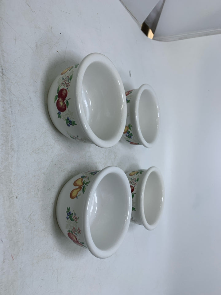 4 FRUIT PRINTED SPICE BOWLS.