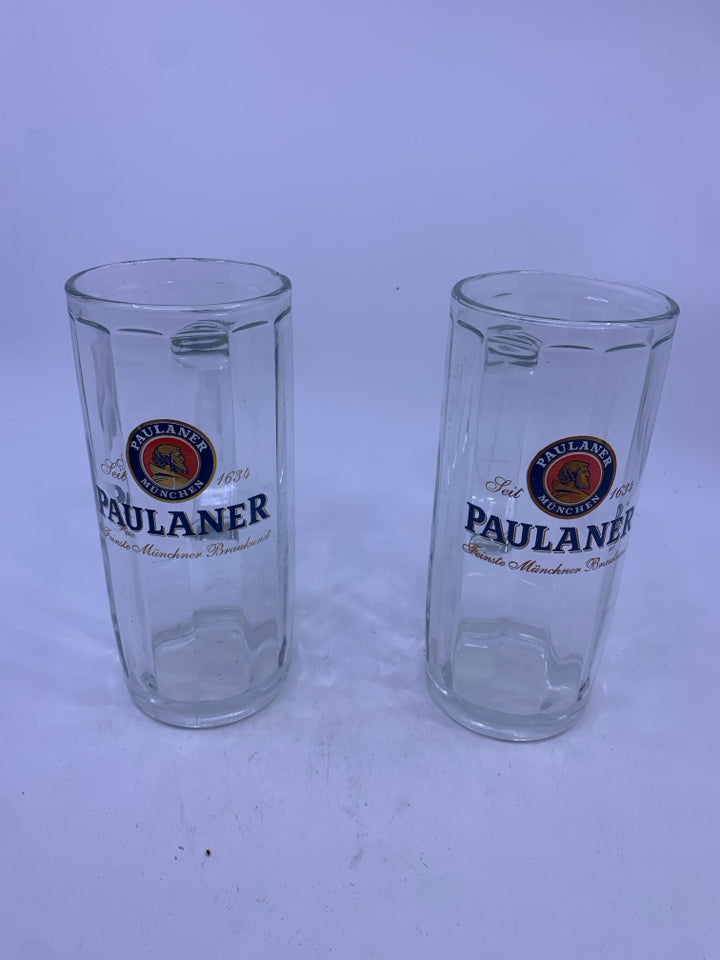 2 PAULANER BEER STEINS.