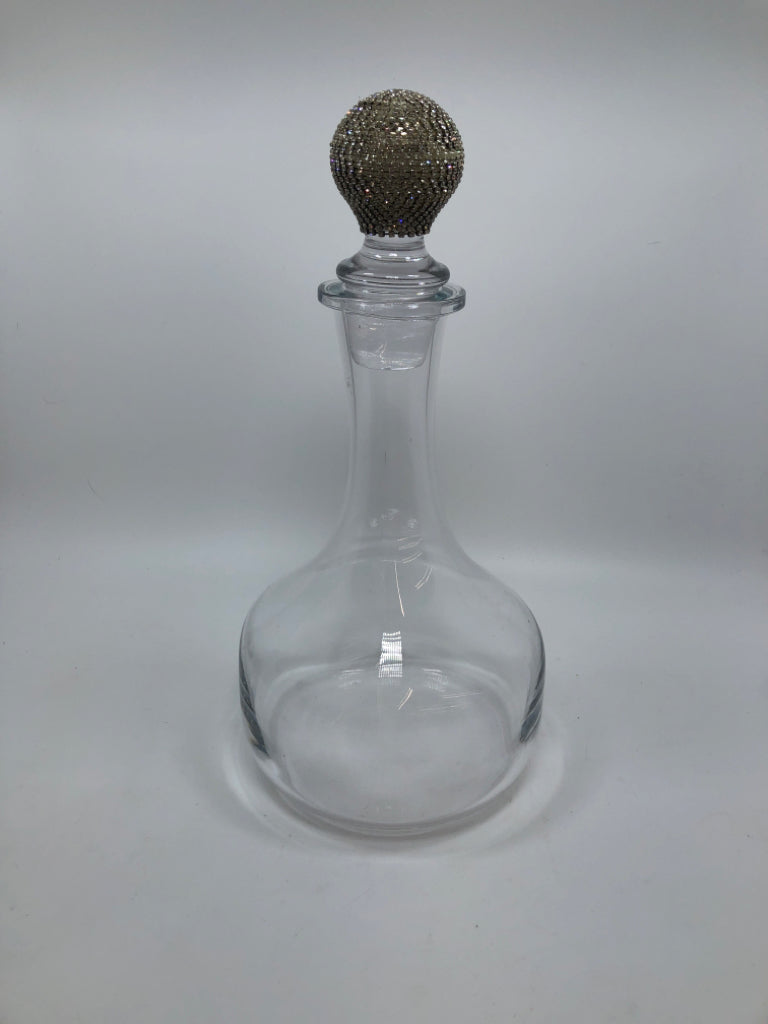 JEWELED GLASS DECANTER.